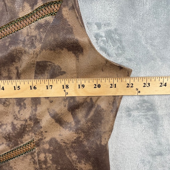 Mengqi Fashion Women's Brown Faux Leather Snake Print Zipper Detail Skirt Set - Picture 15 of 16